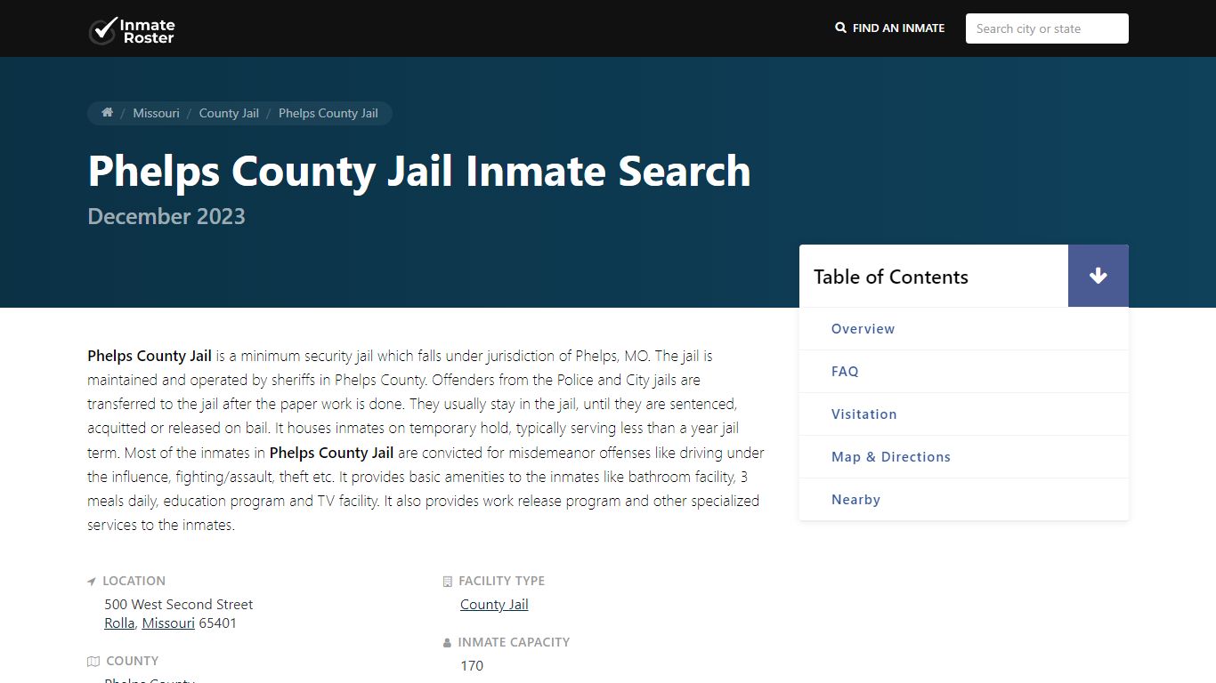 Inmate Search | Phelps County Jail - Rolla, MO